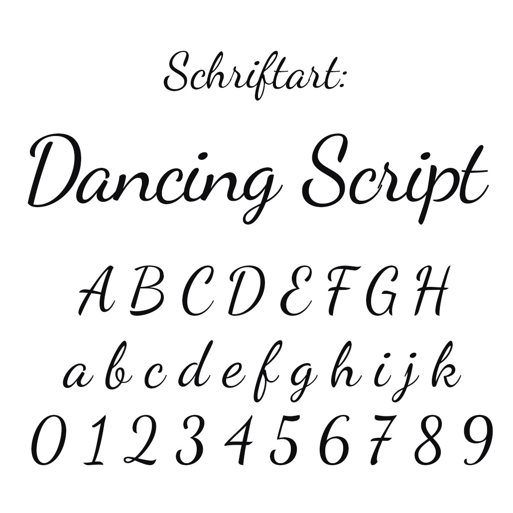 www.edelstahl-schriftzug.de | Schriftauswahl Dancing Script